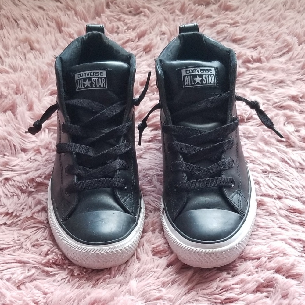 Black Leather Mid-Top Converse